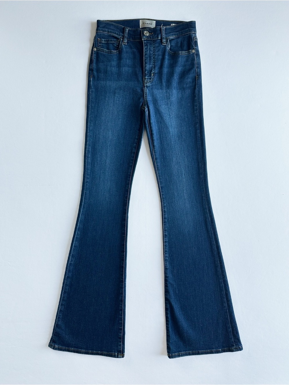 Frame 26x34 W Le High Flare Jeans Deep Blue Wash Denim 26” Waist
